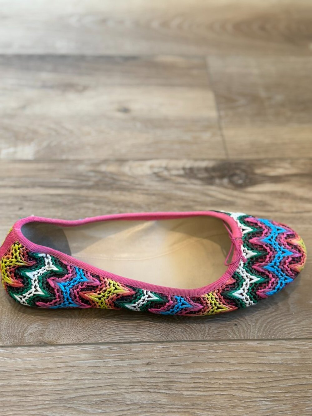 J Crew Evie Ballet Flats in Zig Zag Raffia, Sz 9.5 - Picture 7 of 10